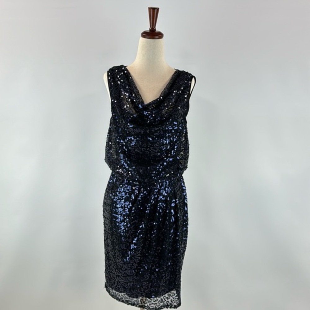 Navy Sequined Party Holiday New Year's Dress